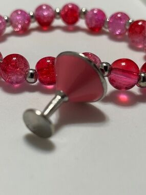 Handmade Beaded Pink Martini Bracelet